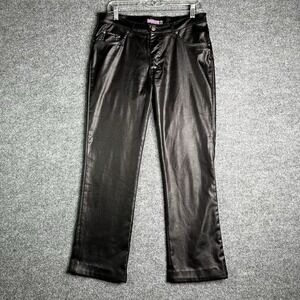 Vintage Bubblegum American Flavour Pants Women 9/10 Black Shiny Y2K Rave USA